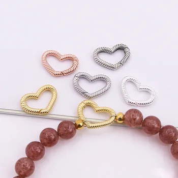 Solid Sterling Silver Push Gate Heart Clasp Spring Gate Clasps In Silver Gold Rose Gold 12*16mm