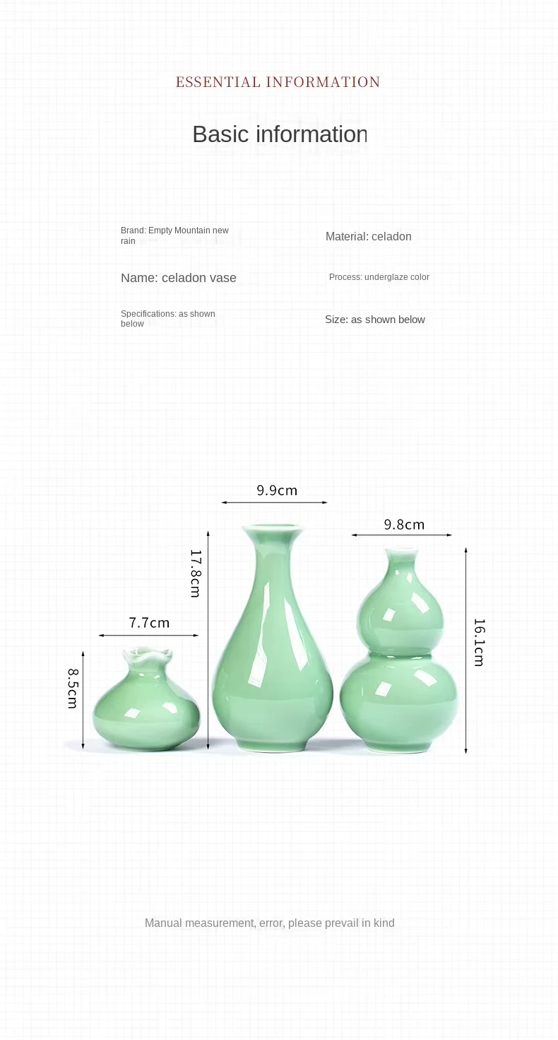 product longquan celadon chinese style floral ornaments tustic small vase simple creative bud flower ceramic vases for flowers-7