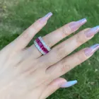 Cubic Zirconia Jewelry Dylam Luxury Rainbow Multi Color S925 Silver Cubic Zirconia Jewelry Engagement Ring For Women