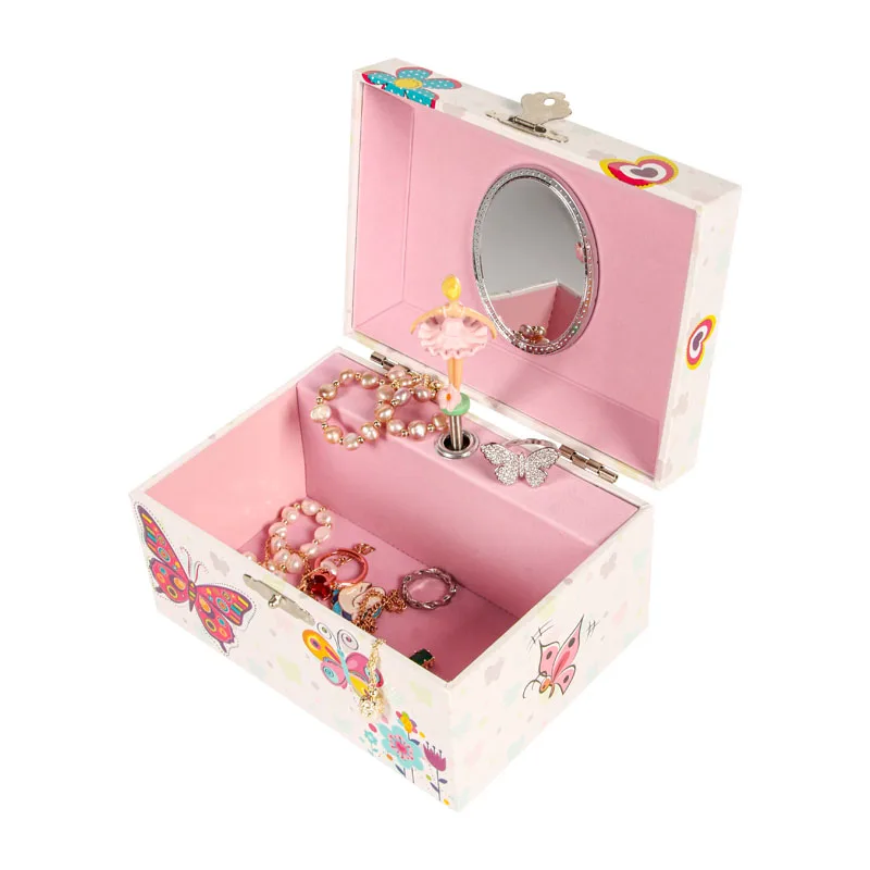 Ever Bright Wholesale 5 Inch Girls Butterfly Jewelry Music Box Flower Butterfly Ballerina Music Box Christmas Gift Musical Box