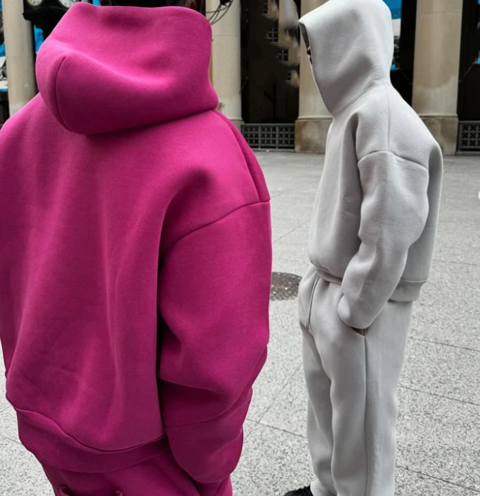 Wholesale Unisex Tracksuit Neoprene Pullover Blank Plain Sweatsuit Baggy Oversized Hoodie and Sweatpants Set Sweat Suits Men manufacture