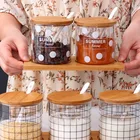 Kitchen Spice Set Custom Kitchen Honey Oil Glass Packaging Spice Set Cooking Seasoning Bottle With Bamboo Lid Spoon