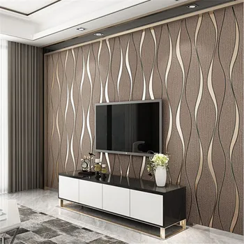 Wholesale Modern Simple Wave Pattern 3D Stripe Curve Line Living Room Television Background Wall Wallpaper