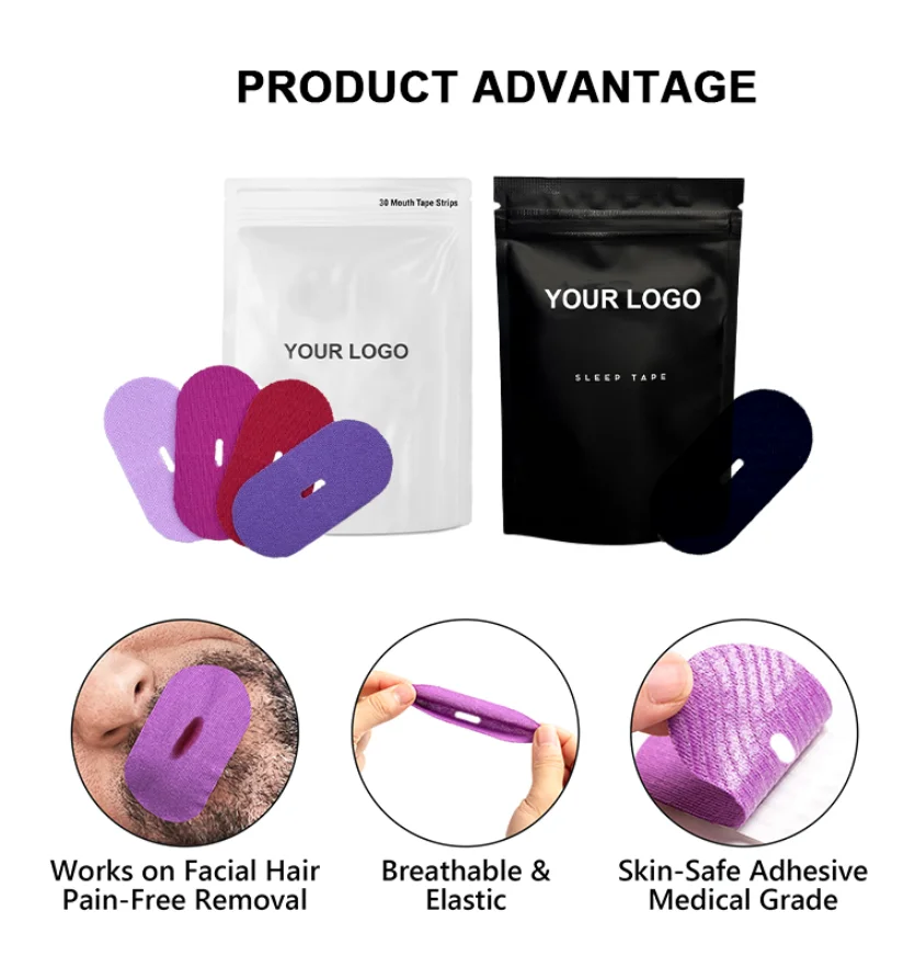 Customized Logo Mouth Tape for Lady Stop Mouth Breathing Sleep Strips Help Nasal Breathing Hypoallergenic Adhesive Sleep Tape details