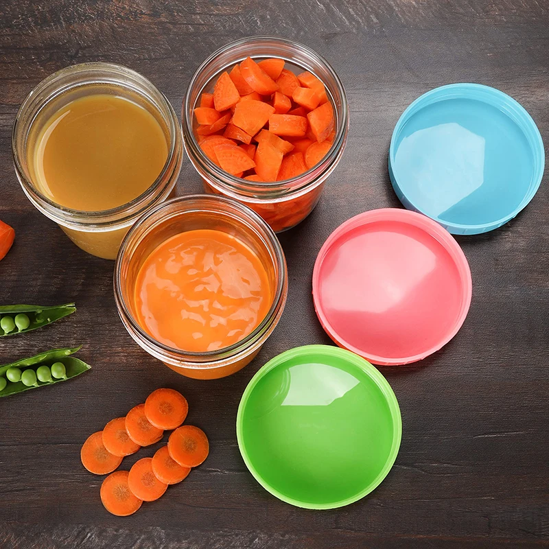 16 Pack Glass Baby Food Storage Jars With Plastic Lids Kitchen Clear