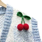 Vest 2021 Spring And Autumn New Ladies Girls Blue Plaid Sleeveless Cardigan Cherry Vest