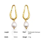 Earrings Earrings 925 Sterling Silver 18k Gold Plating Natural Freshwater Baroque Pearl Earrings