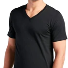 Black Shirt T-shirts Custom Logo Plain Tshirt 100% Cotton Bulk Black V Neck T Shirt Printing Men V Neck T-shirts