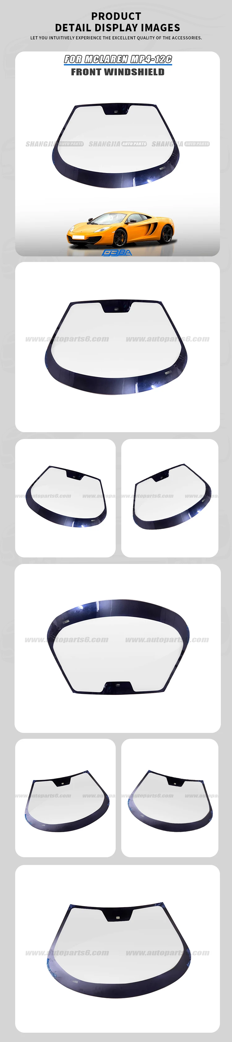 product high quality premium high end spare parts brand new car front windshield for mclaren mp4 12c895-3