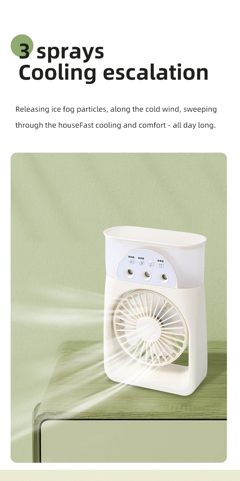 Mist Water Spray Fan, Portable, 5V, Battery - detail 16