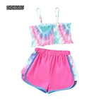 Clothing DIDIBUBU Cotton Girls Tie Dye Sling Top And Shorts Kids Clothing Custom Knitted Kids Sets