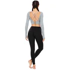 Ladies Sexy Back Winter Athletic Crop Tops Women Crop Tops Long Sleeve Workout Active Crop Tops With Remove Pad