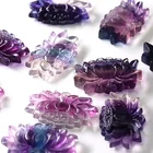 Carved Pendant Wholesale High Quality Natural Hand Carved Rainbow Fluorite Lotus Crystal Pendant For Decoration