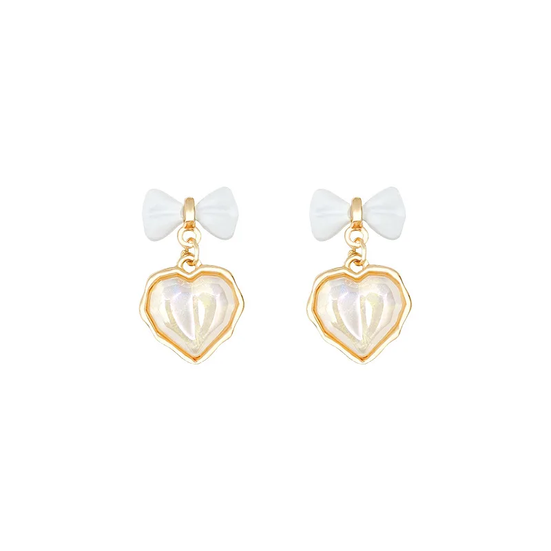 S925 sterling silver fashion simple sweet little fresh bowknot heart earrings women luxury