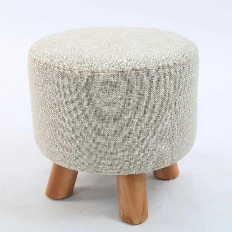 Customized Wooden Fabric Dining Stools Chair Footrest Shoe Changing Kids Ottoman Stool