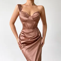 2022 Spring Women Fashion Clothes Maxi Dress Thigh High Split Bodycon Dress Women Elegant Satin Evening Dress