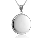 Photo S925 Sterling Silver Customized Picture Photo Smooth Round Frame Locket Necklace Pendant
