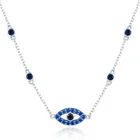 Sterling Silver Silver New Arrival 2021 Turkish 925 Sterling Silver Jewelry Pave Blue Evil Eye Necklace