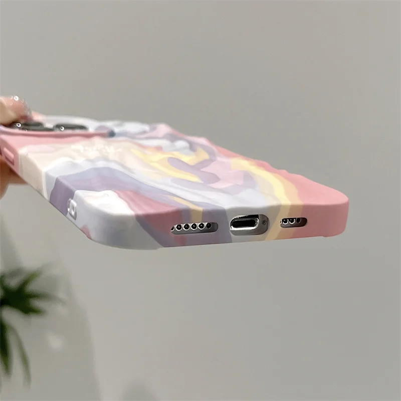 Colorful Oil Painting Style Mobile Phone Case For iPhone 15 14 13 12 11 Pro Max Soft TPU Cover