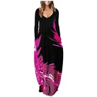 Autumn Hot Sale Women Autumn Fashion Plus Size Dress Long Sleeve V Neck Casual Dress