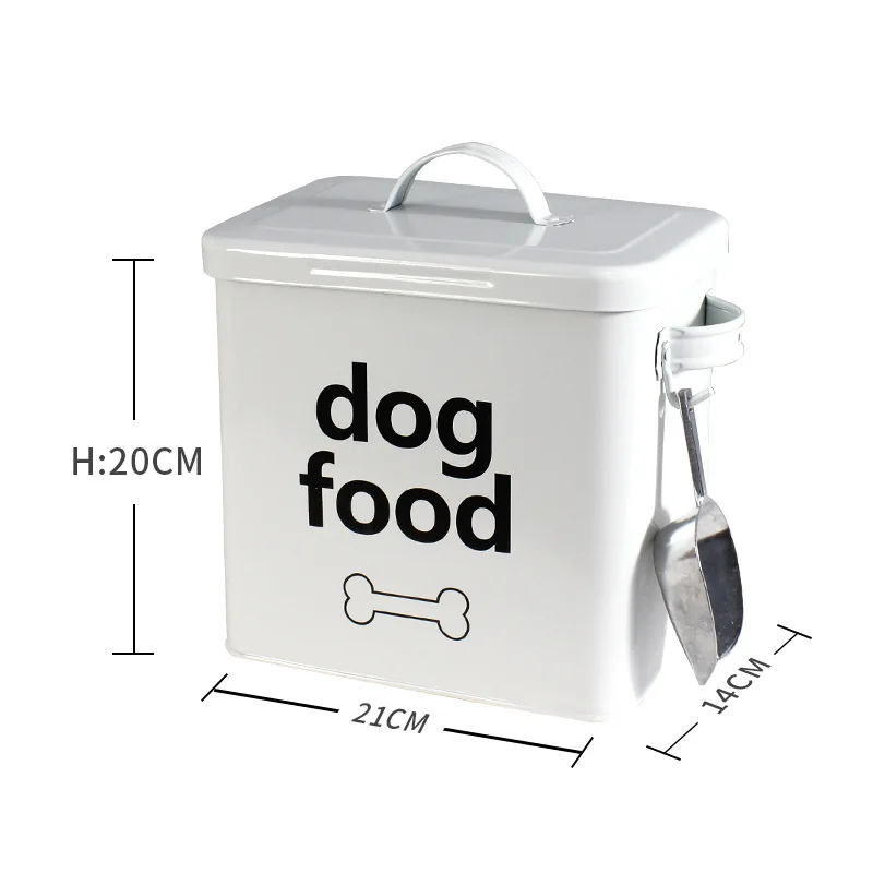 E-commerce Hot-selling Iron Pet sealed Grain Snack Can Cat and Dog Dry Food Storage Pet Food Storage Box with Scoop