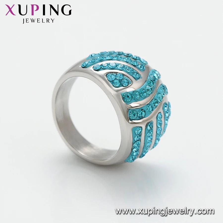 16329 XUPING Jewelry luxury woman accessories man daily wear Hyperbole stainless steel jewelry Multicolored stone finger rings