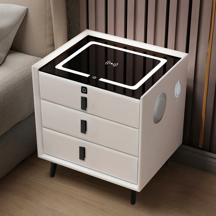 Modern Simple Furniture Solid Wood Smart Nightstands Wholesale cheap bedroom furniture drawer storage smart bedside table