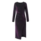 Cocktail Dresses Valentine Day Long Knit Elegant Ladies Purple Formal Women Party Cocktail Dresses