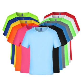 OEM Custom LOGO Cheap Quick Dry Plain Polyester Summer Gym Sport Crewneck Tee Shirt Blank Unisex Men's T Shirt