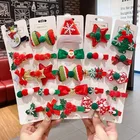 Tree 2021 Cute Christmas Decoration 5pcs/set Bow Tree Star Butterflies Hair Grips Clips Sets For Kids