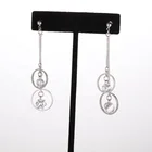 Diamond 18k White Gold New Style Female Clear CZ Diamond Earring 18K White Gold Long Chain Drop Earring