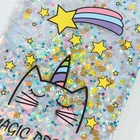 Custom A5 Pvc Liquid Cover Shake Glitter Oil Floating Notebook Student Notebook With Cat Design For Children