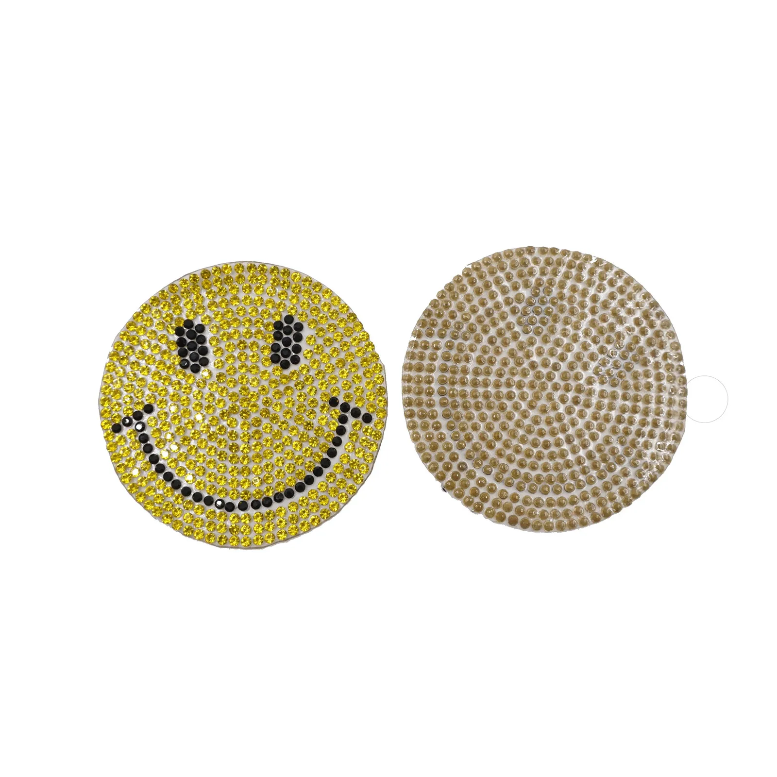 Baseball ready design free sample iron on colorful smiley face rhinestone luxury patches