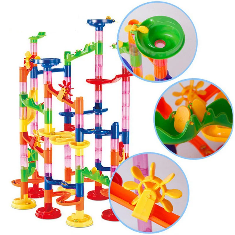 109pcs Set DIY Construction Marble Run toy building blocks Kids Maze Ball Roll Toys children's games