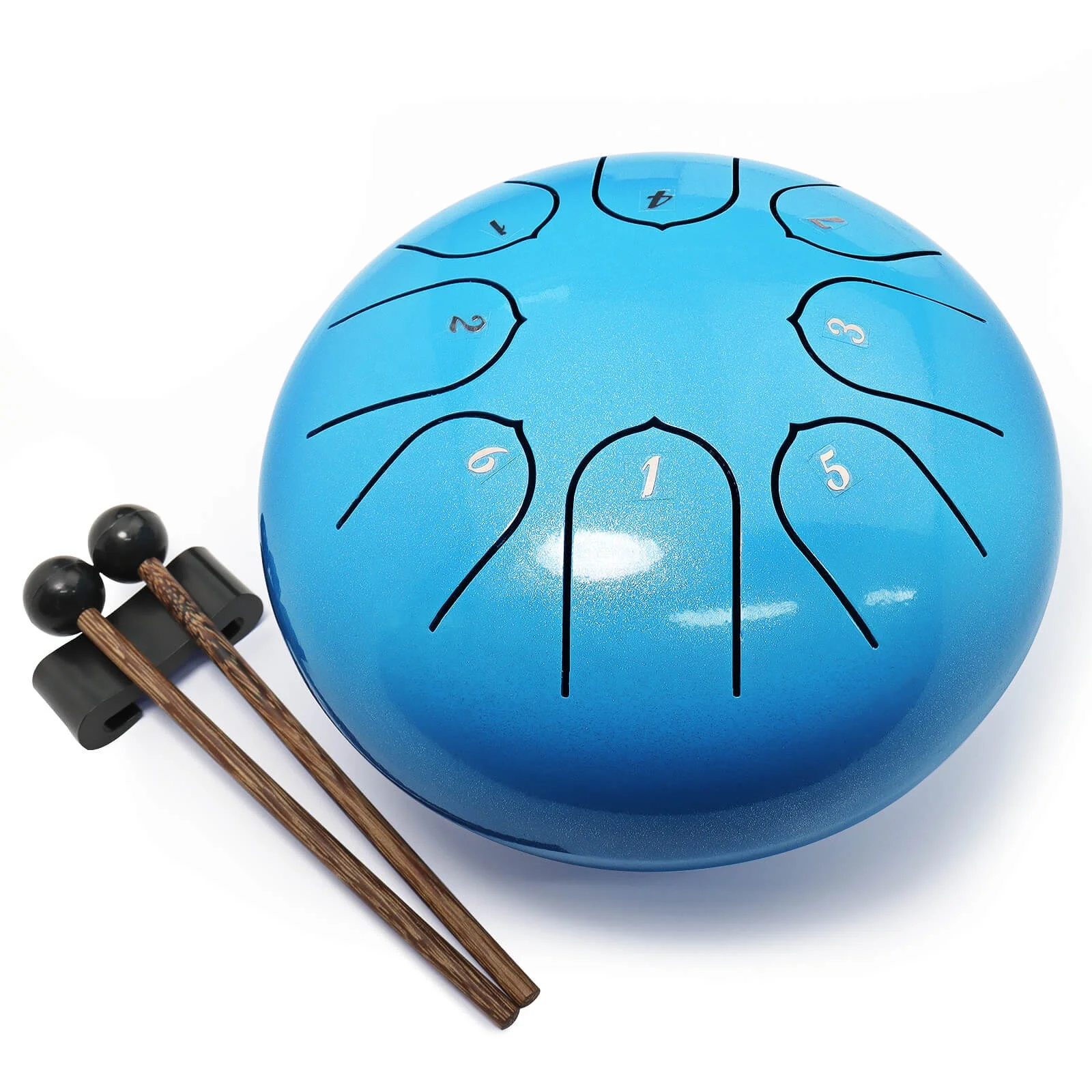 Black ANER Steel Tongue Drum 6inch Mini Instrument Hand Pan Portable Gift Rhythm und 8 Tune Ethereal Yoga Meditation Mind Healing Music Education with 2 Drumsticks 