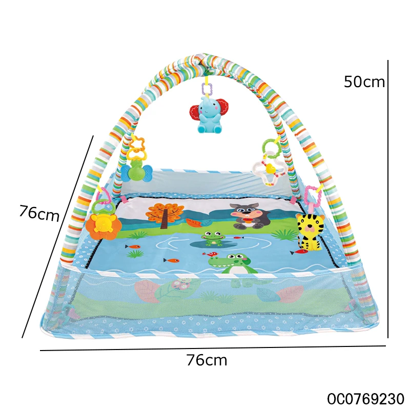 Musical bed hanging rattle toys baby play mat activity gym