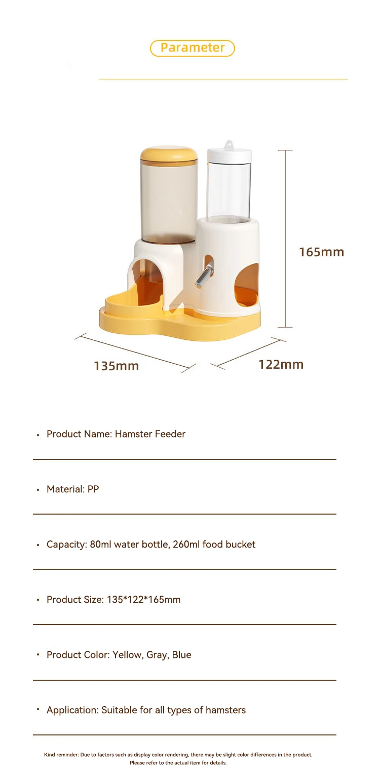 New 2 in 1 Hamster Food and Water Feeder Large Capacity Easy to Clean Small Pet Supplies factory