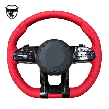 Red leather modified steering wheel for Mercedes Benz C GLC E S CLS AMG ZC-809-P-011