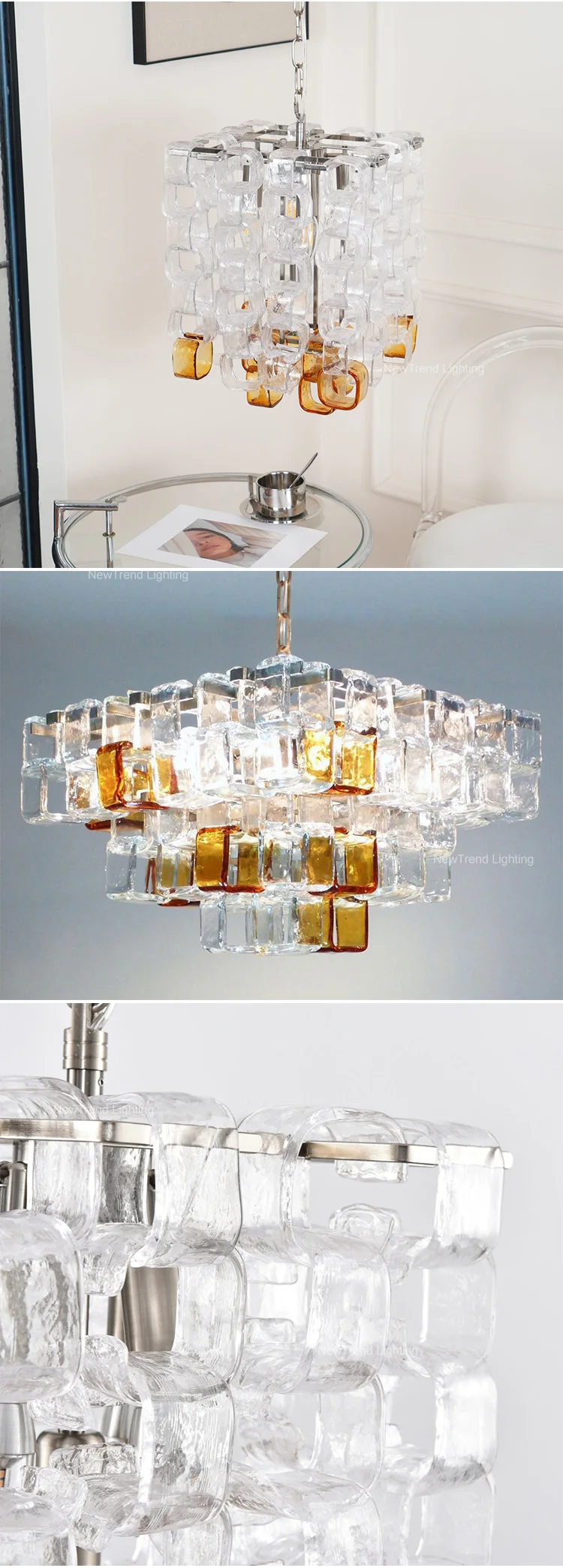 cpl 454 large post modern murano glass lantern chandelier high ceiling oval pendant for hotel lobby-2