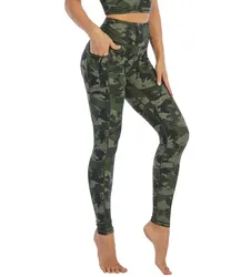 Sustainable Personalized Tight Camouflage Prints Gym Sports Yoga Leggings With Pockets