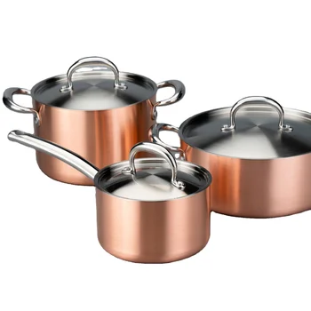 6pcs High quality Triply copper cookware set with induction series