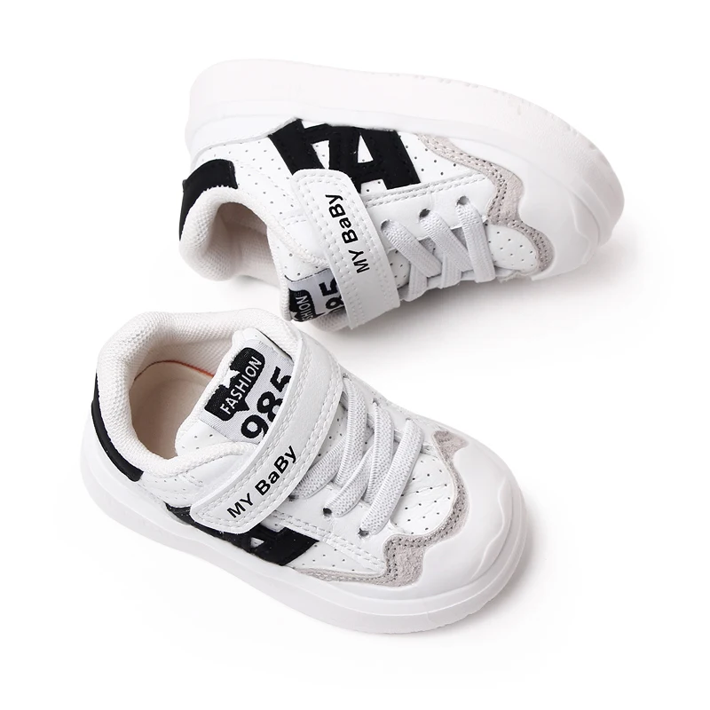 New Arrival Soft PU Leather Sport White Toddler Kids Baby Casual Shoes 2023 supplier