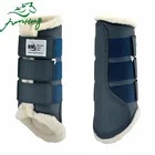 Horse Riding Faux Leather Fleece Schooling Brushing Tendon Boots Wrap Pony Cob Full