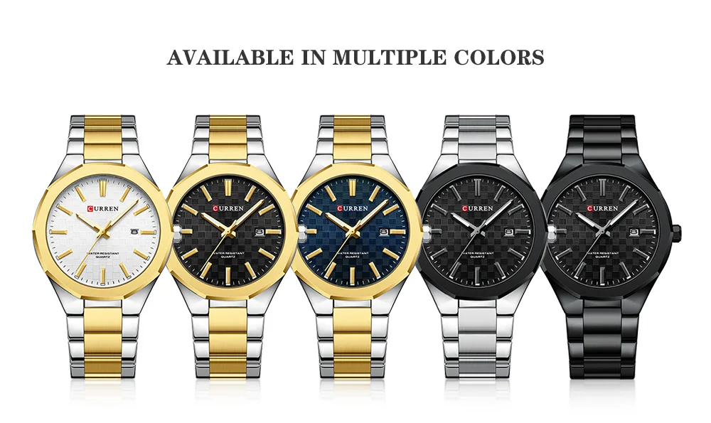 CURREN 8477 Business Luxury Men's Quartz Watch with Luminous Hands Stainless Steel Fashion Clock with Date Waterproof Wristwatch