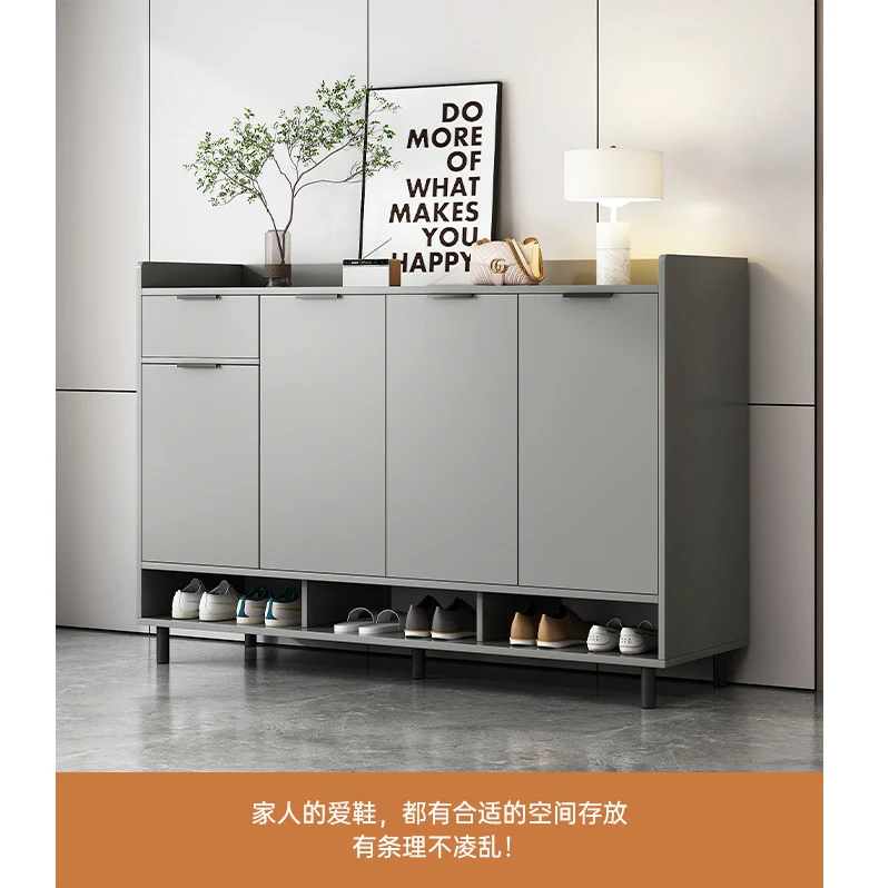 Fashion Entrance Furniture Multilayer Cream and Grey Shoe Storage Cabinet with Drawer and Legs