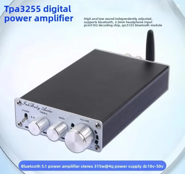 TPA3255 Dual Channel 315W*2 High-Fidelity Audiophile HIFI BT Digital Amplifier QCC5125 Accessory Premium Audio