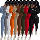 Clothes QJX 2 Piece Pant Set Women Clothing Gym Rib Embroidery Winter Clothes For Women 2 Piece Set