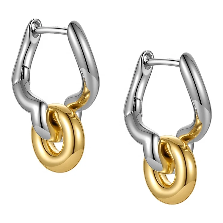 High Quality 18K Gold Plated Brass Jewelry Mixed Color Simple Accessories Hoop Earrings E211296