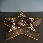 Star Eid Decoration Pafu Eid Home Decorations Ramadan Festival Elegant Decoration LED Star Lights Wooden Wall Light