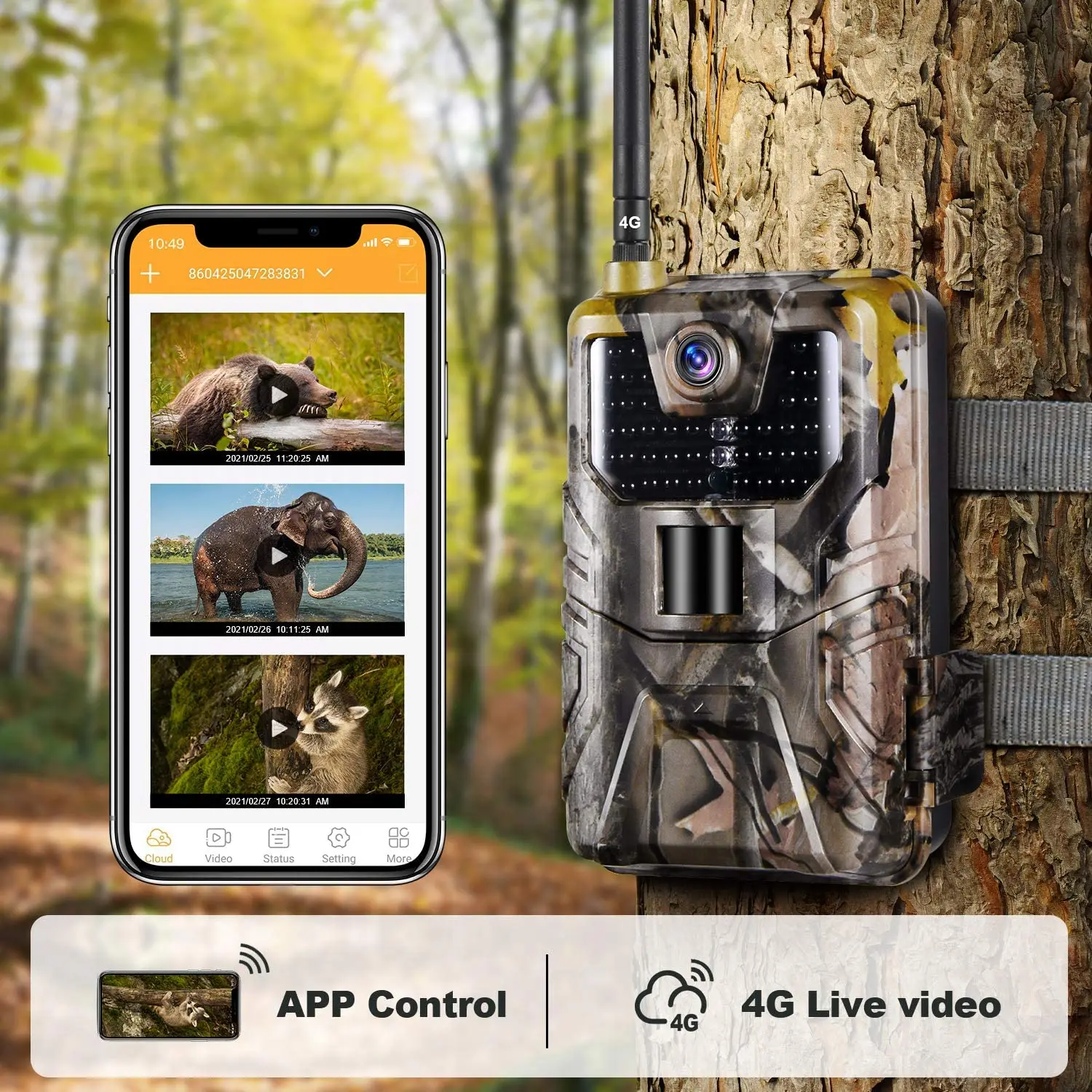 狩猟監視カメラ 2.7K アプリ監視カメラ 野生動物ビデオ